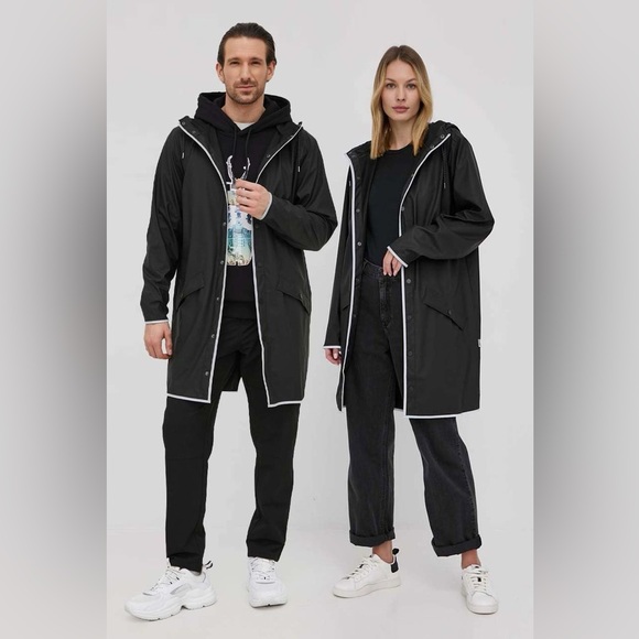 New RAINS UNISEX Long Jacket Reflective Medium $140 Black - Picture 2 of 9